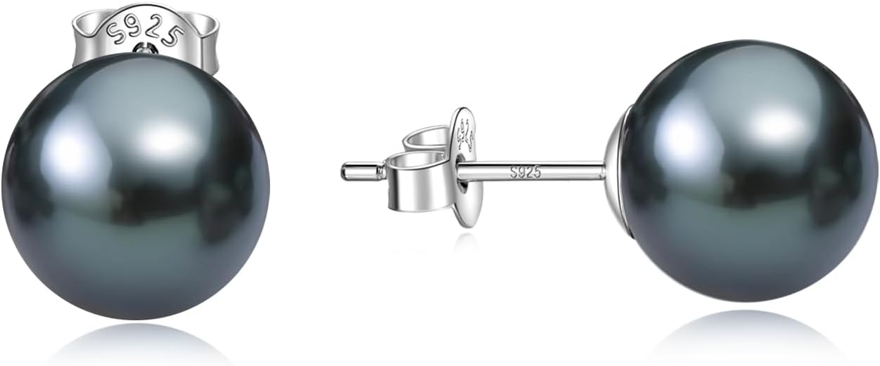 YAMI Saltwater Cultured Black Pearl Earrings for Men and Women