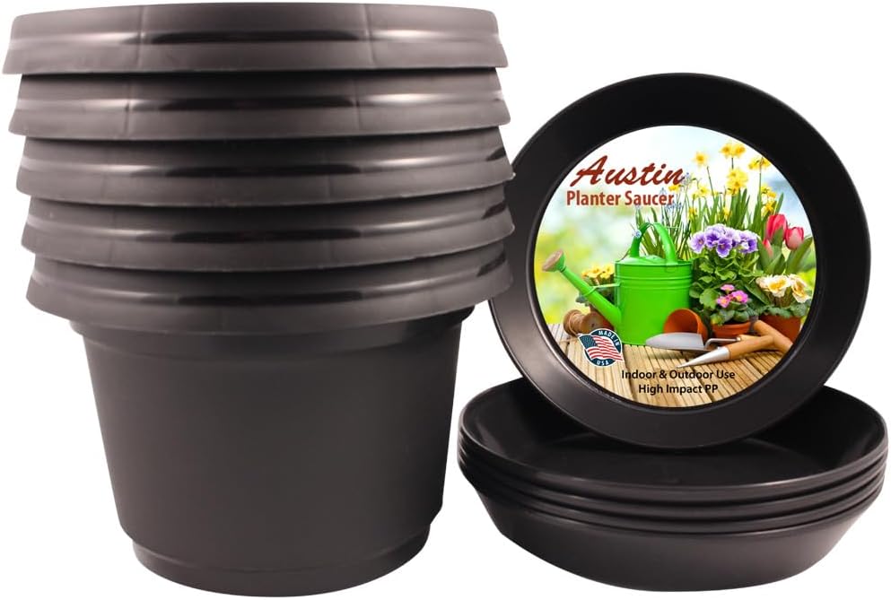 12 inch Black Pots and Saucers for Seedlings and Planters