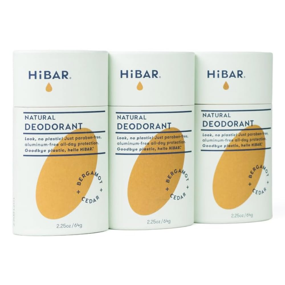 HiBAR Bergamot & Cedar Natural Deodorant - Plastic Free 3 Pack