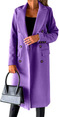 Womens Long Wool Coat Double Breasted Trench Coat - Warm Fall Coat