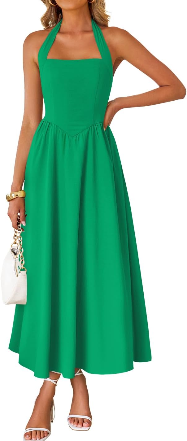 Stylish Women's Summer Sleeveless Halter Midi Dress for 2025