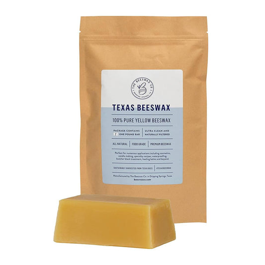 Premium Texas Beeswax Block - Pure & Organic - 1lb
