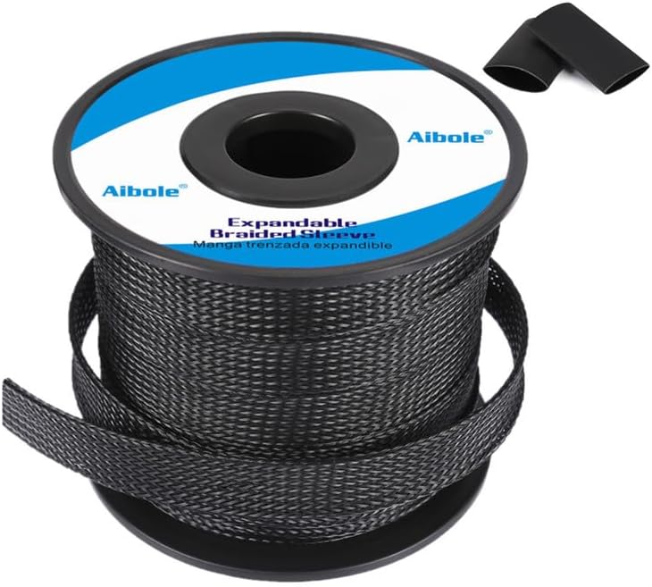 300Ft 1/2 Inch Expandable Braided Wire Sleeving for Protection