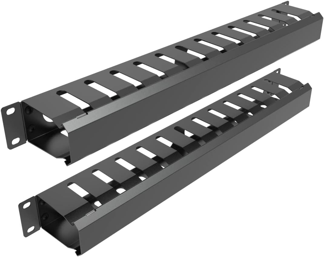 JINGCHENGMEI 2 Pack Metal Cable Manager - 12 Slots for Server Racks