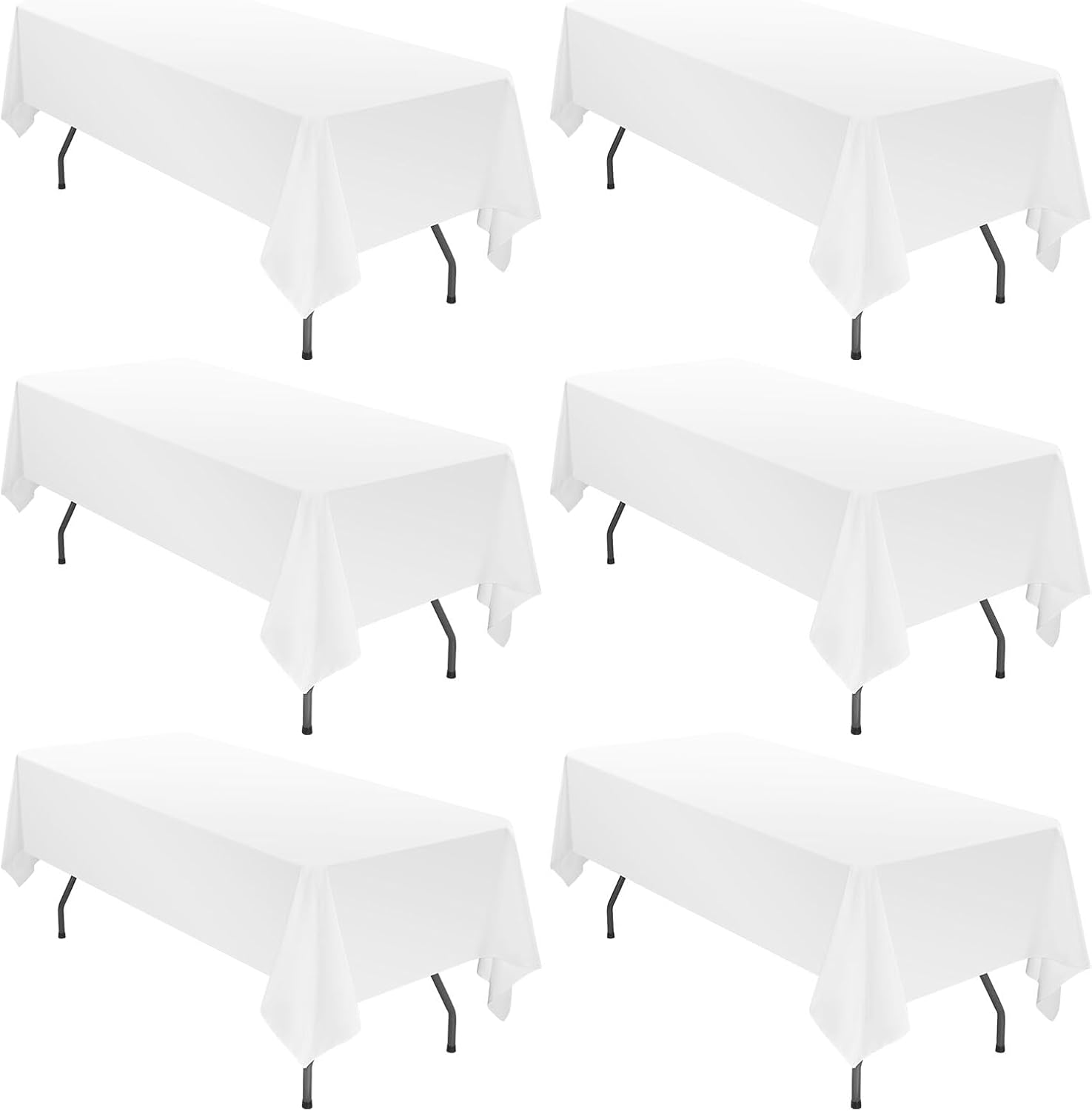 6 Pack 72 x 120 Inch Polyester Tablecloths for Events and Parties