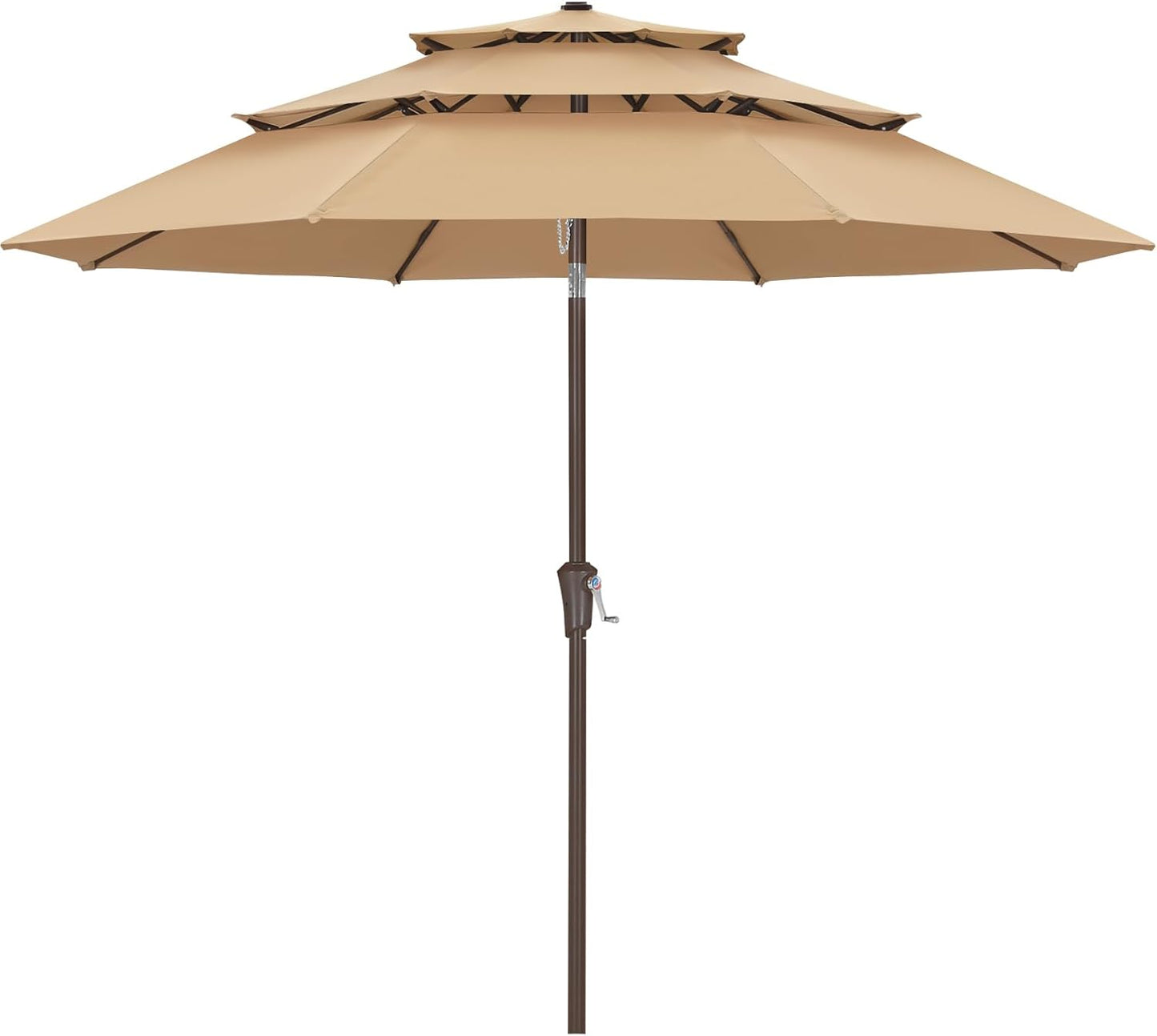 9Ft Market Umbrella for Patio with 3 Tiers and Wind Resistance