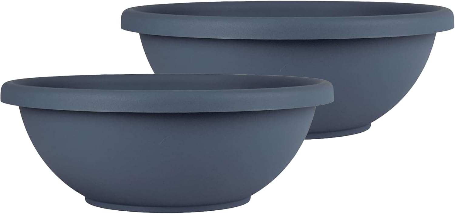 Shallow Planter with Drainage - Contemporary Garden Bowl Pot