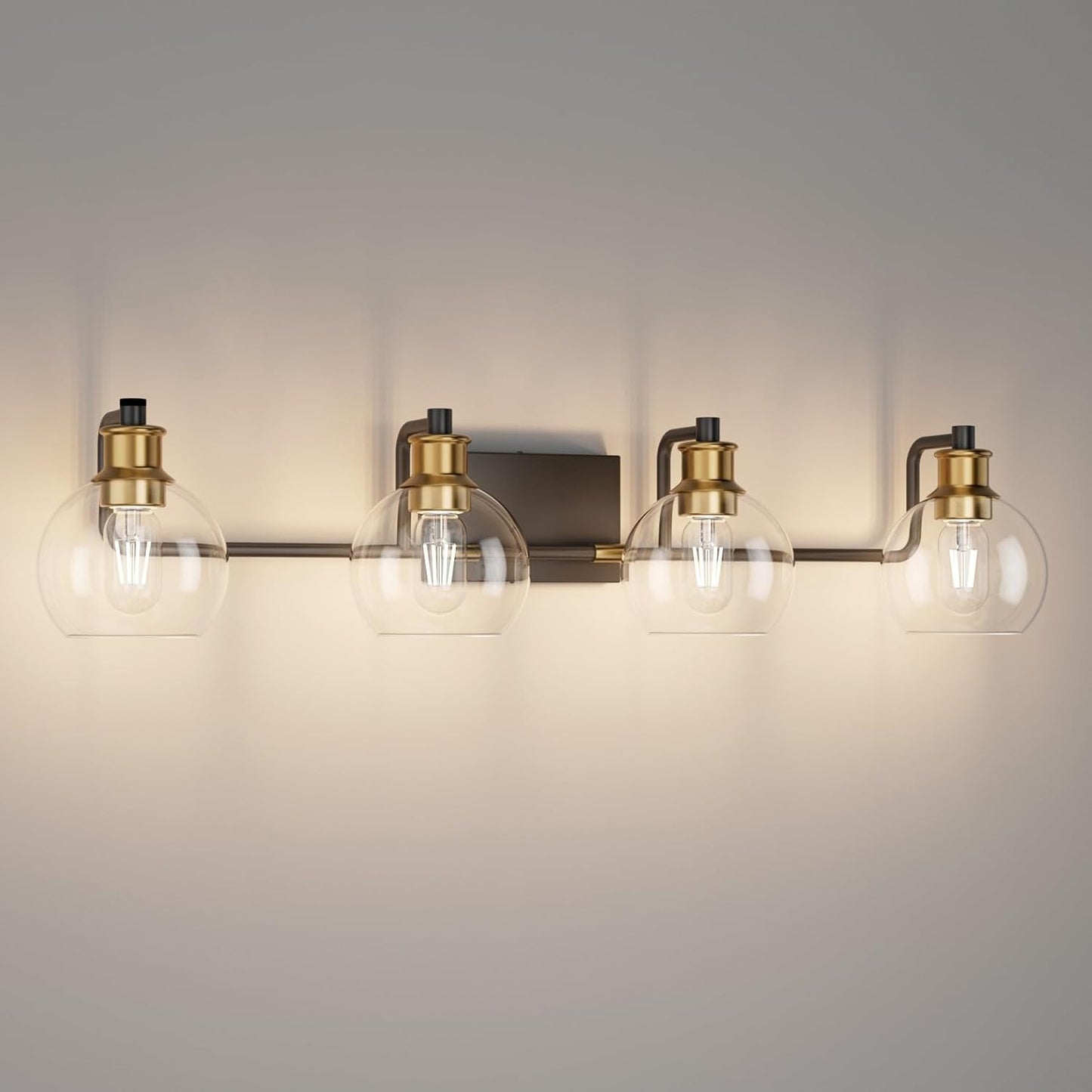 Vintage Black & Brass Bathroom Vanity Lighting Fixtures 4-Lights