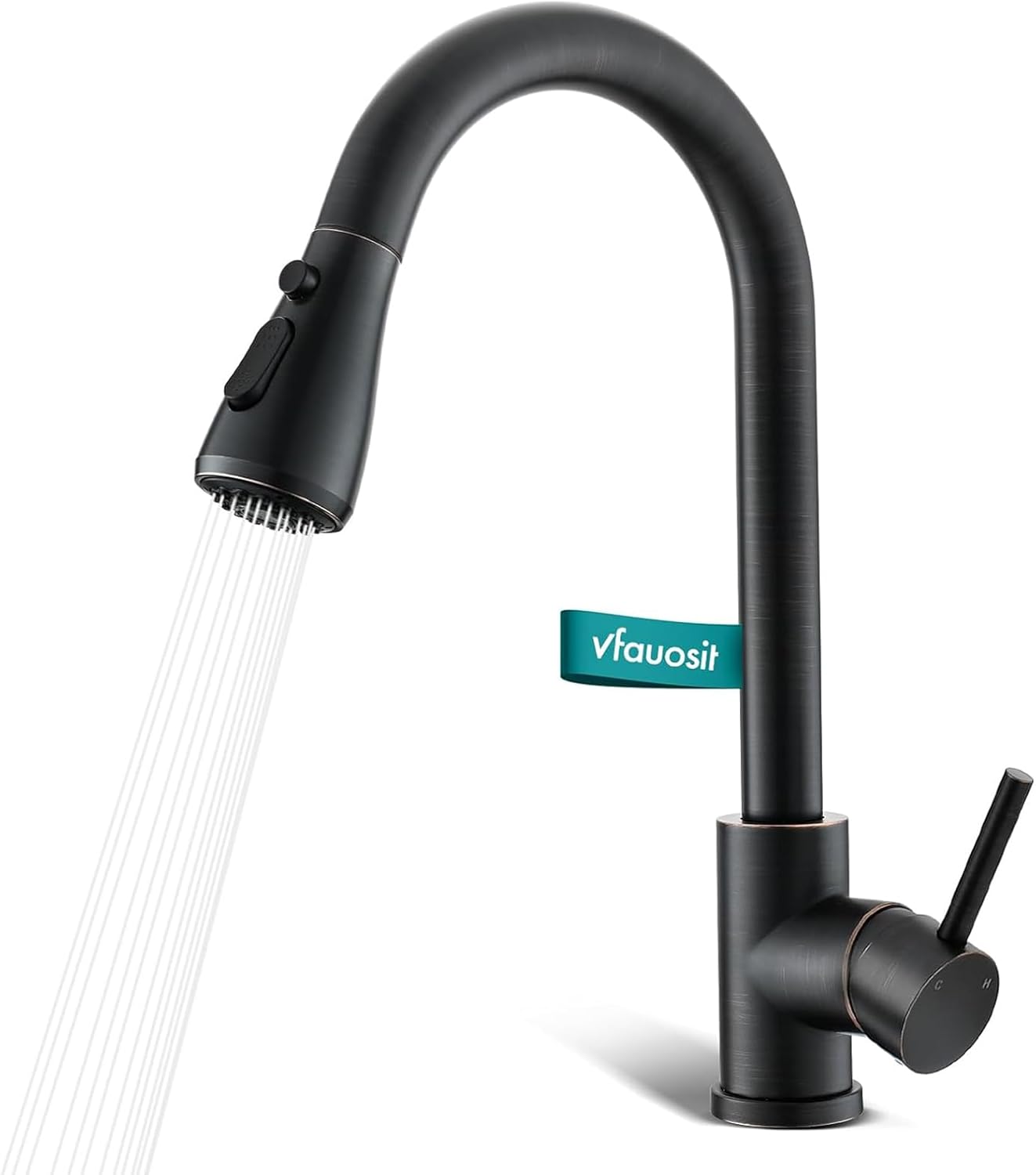 Oil Rubbed Bronze Kitchen Faucet with Pull Down Sprayer Design