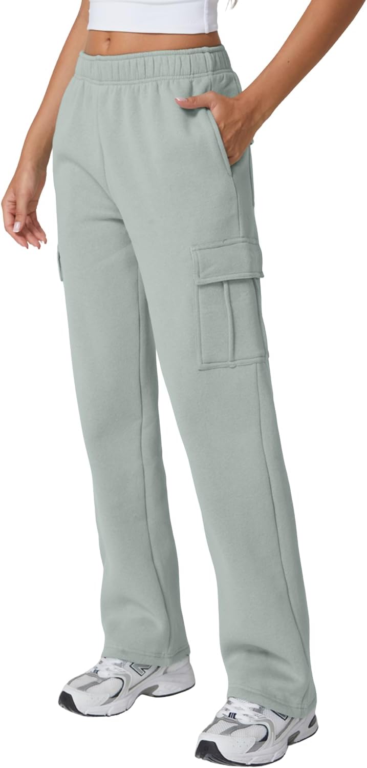 QINSEN Womens Medium Waist Baggy Elastic Waist Sweatpants