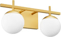 Mid Century Gold Vanity Light 2-Light - Modern Milky Glass Globe