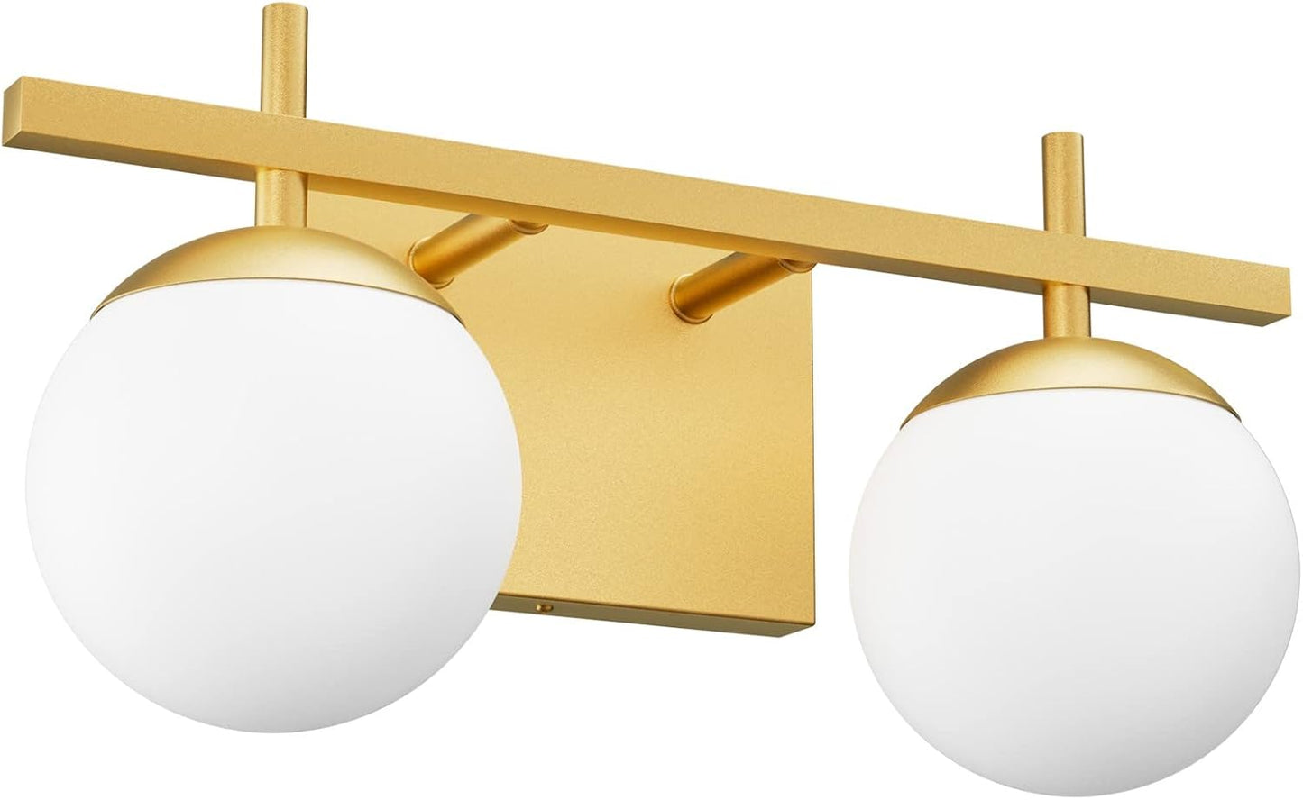 Mid Century Modern Gold Vanity Light with Milky Glass Globe