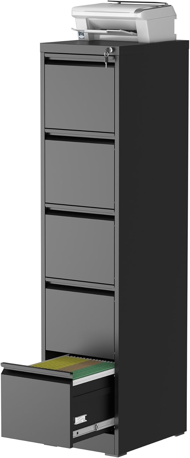 5 Drawer File Cabinet with Lock for Home Office Storage Needs