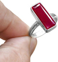 Sterling Silver 925 Ruby Bar Ring - Timeless Cocktail Ring
