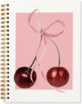 Coquette Pink Bow Cherry Notebook for Women - 5.5x8.3 in Spiral