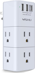 USB Multi Plug Outlet Extender - 6-Outlet Surge Protector with USB C