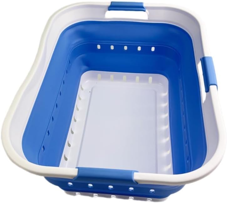 Collapsible Plastic Laundry Basket by SAMMART - Space Saving Design