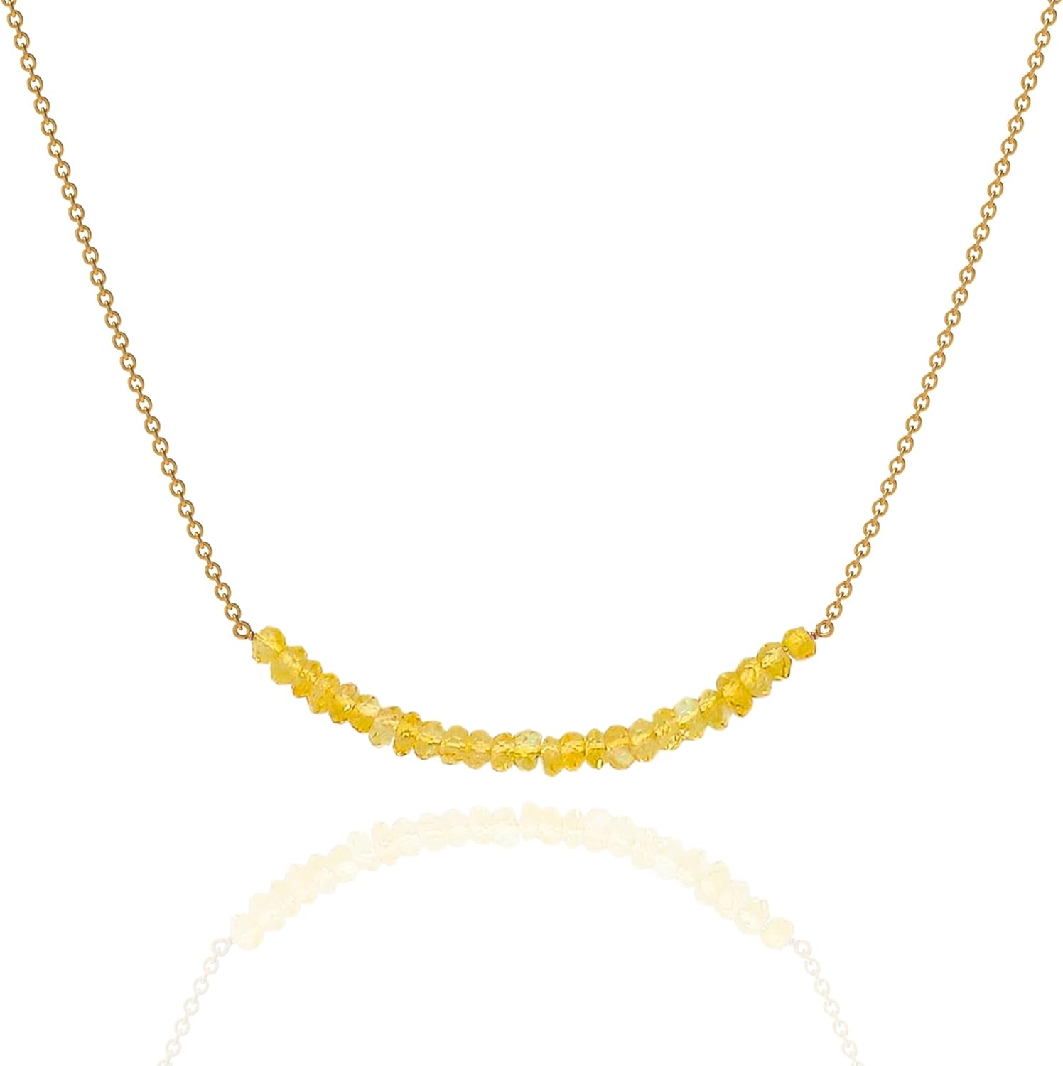 18K Gold Vermeil Beaded Natural Birthstone Bar Necklace