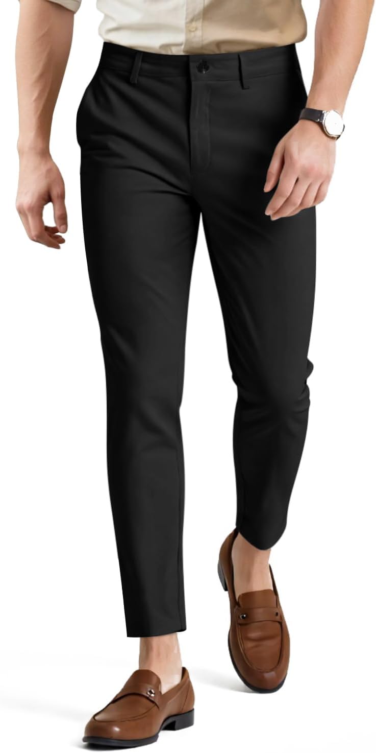 Mens Dress Pants Slim Fit Stretch Fashion Plaid Pant for Style