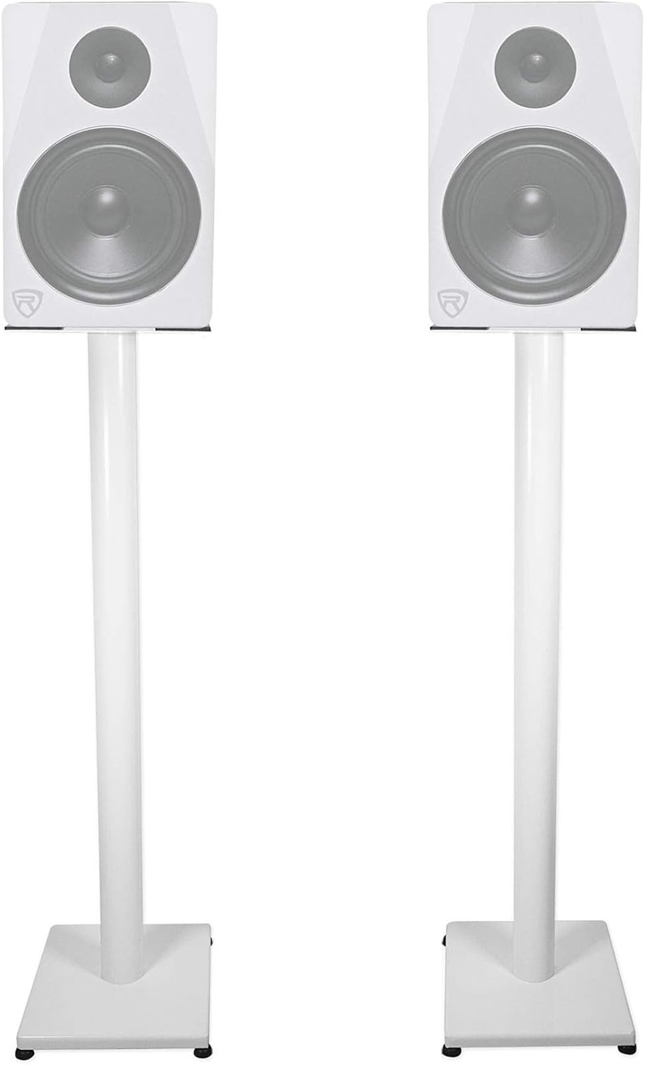 Rockville 37 Steel Speaker Stands - White