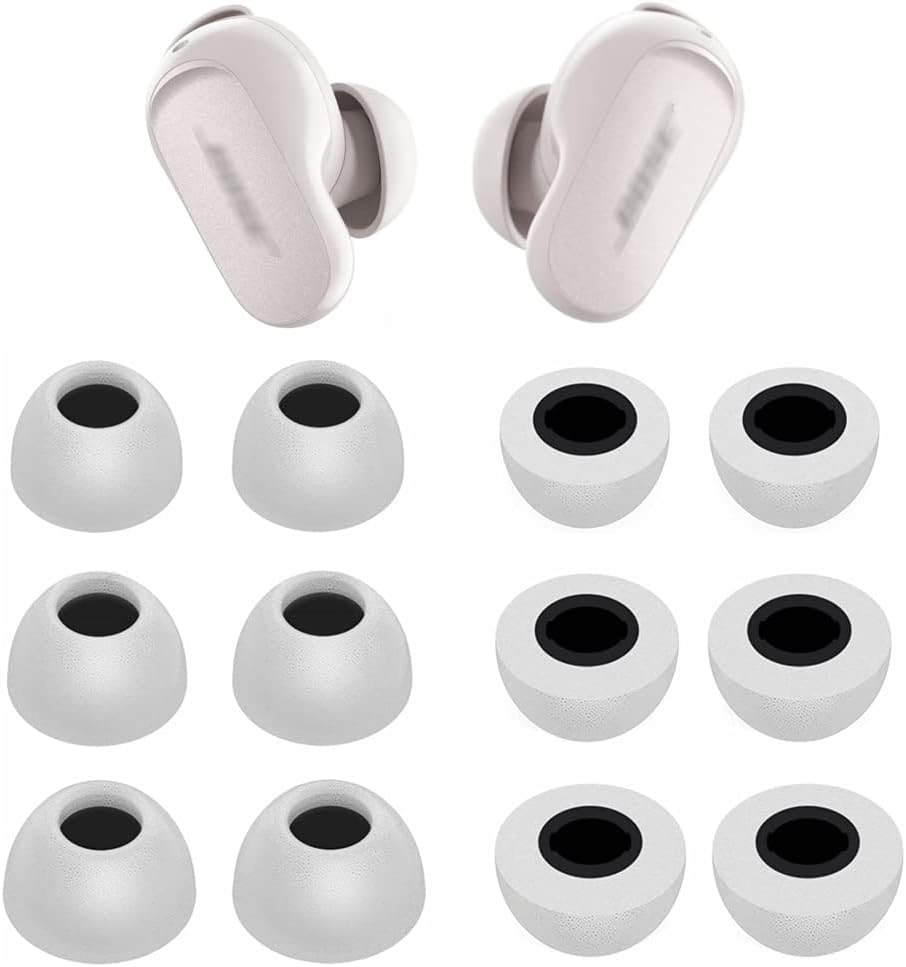 Memory Foam Ear Tips for Bose QC II 6 Pairs - Gray