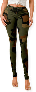 High Waisted-Rise Colored Stretch Skinny Destroyed Jeans - Flattering