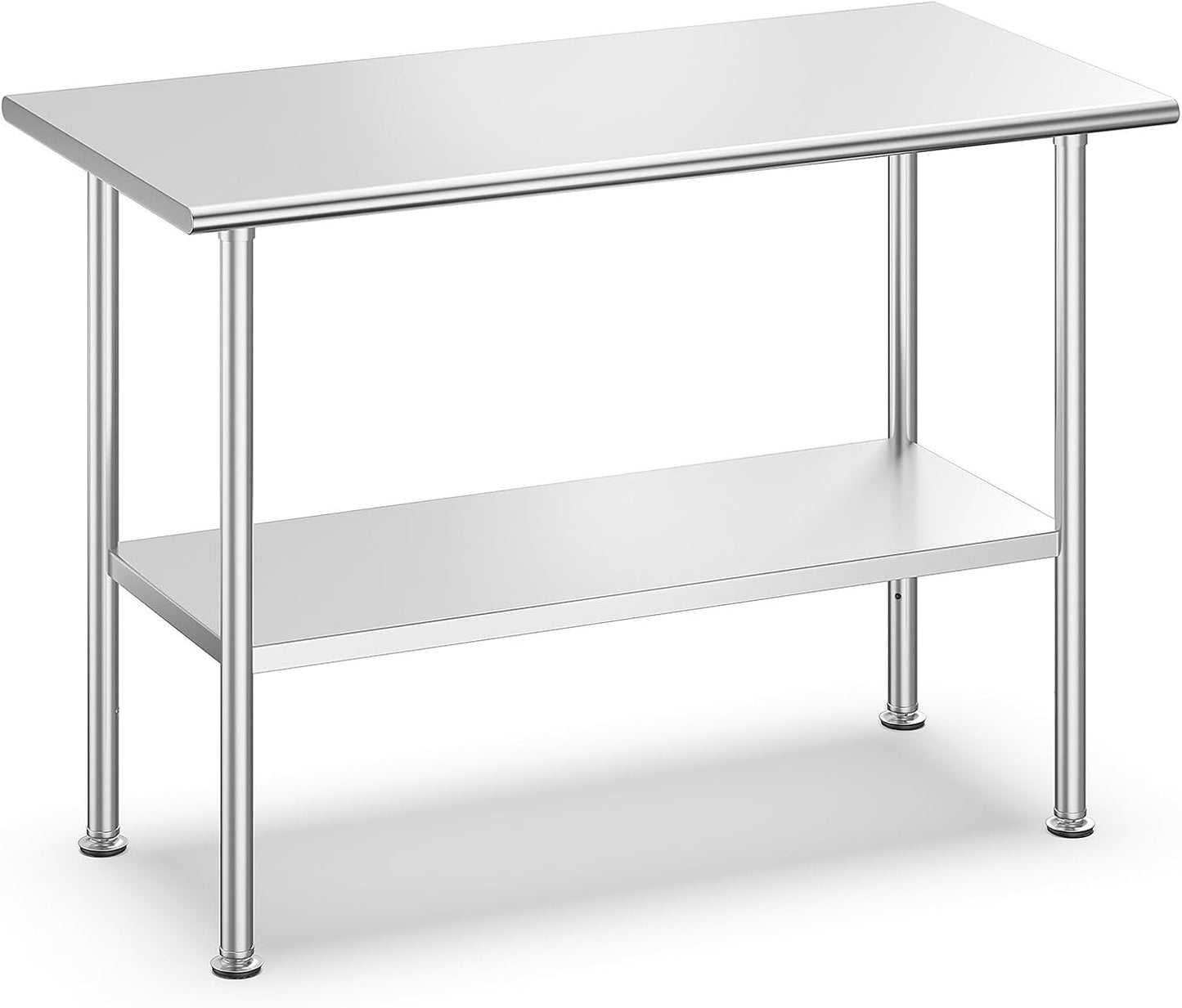 Stainless Steel Prep Table for Work, 24 x 48 Inch, High Load Capacity