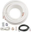 ICOOL 25 Ft. Twin Copper Line Set for HVAC, Thickened Insulation, Complete with Fittings
