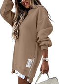 CHICME Womens Long Sleeve Zipper Slit Oversized Sweatshirt - Casual in