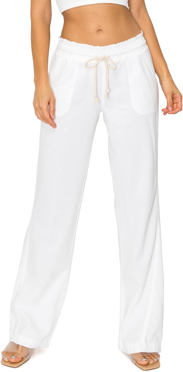 Cali1850 Women's Casual Linen Pants - Comfortable Beach Trousers