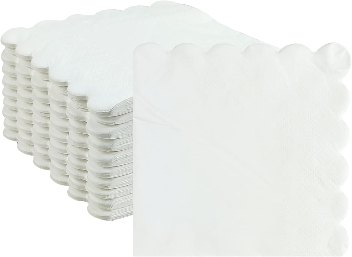 100 Pack Scalloped Cocktail Napkins - Elegant and Disposable Party Essential