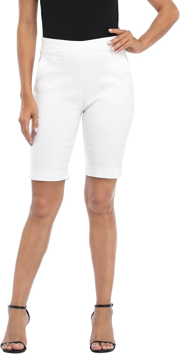 HDE Women's Pull On Bermuda Shorts with Pockets for Summer