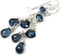 Dangling Gemstone London Blue Topaz Earrings Sterling Silver - Dainty