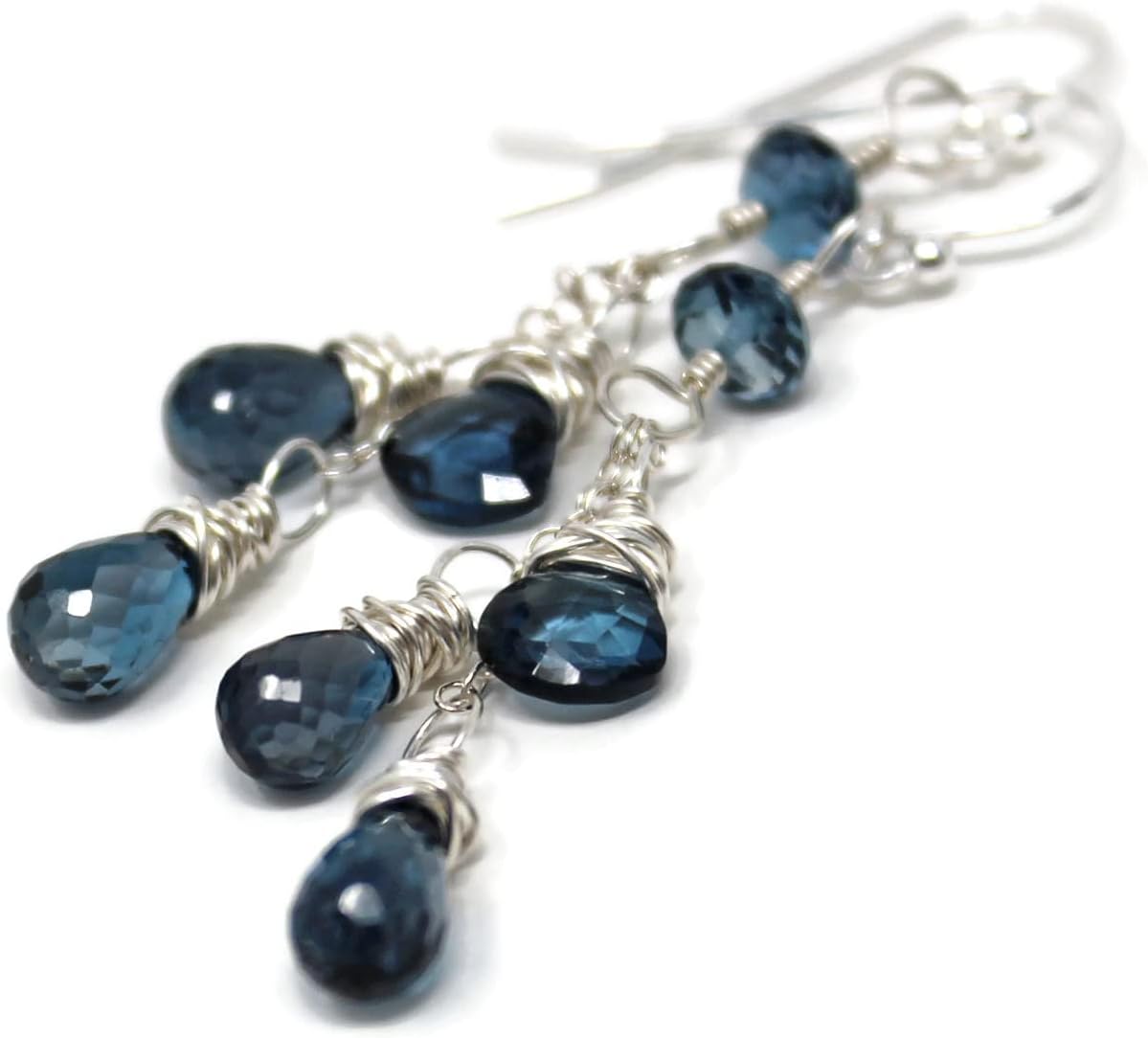 Dangling Gemstone London Blue Topaz Earrings in Sterling Silver