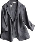 Lightweight Linen Blazer for Women - Casual 3/4 Sleeve Jacket