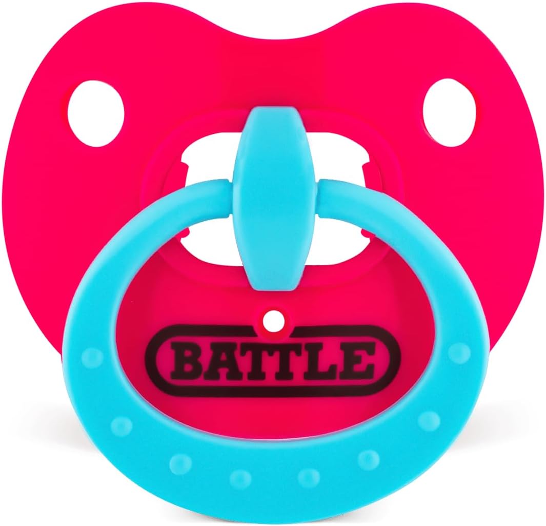 Battle Oxygen Football Mouthguard - Strap, Breathability - Pink/Blue