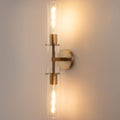 Brass Gold 2-Light Knurled Wall Sconce - Dual-Head Vanity Lamp