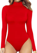MANGOPOP Women's Mock Turtle Neck Long Sleeve Bodysuit Jumpsuit
