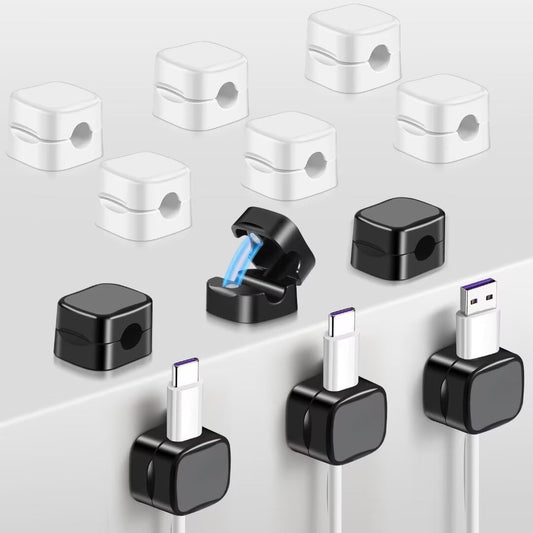 Magnetic Cable Holders 12 Pack - Adjustable Desk Organizer + Self-Adhesive - Tidy Cables in Style!