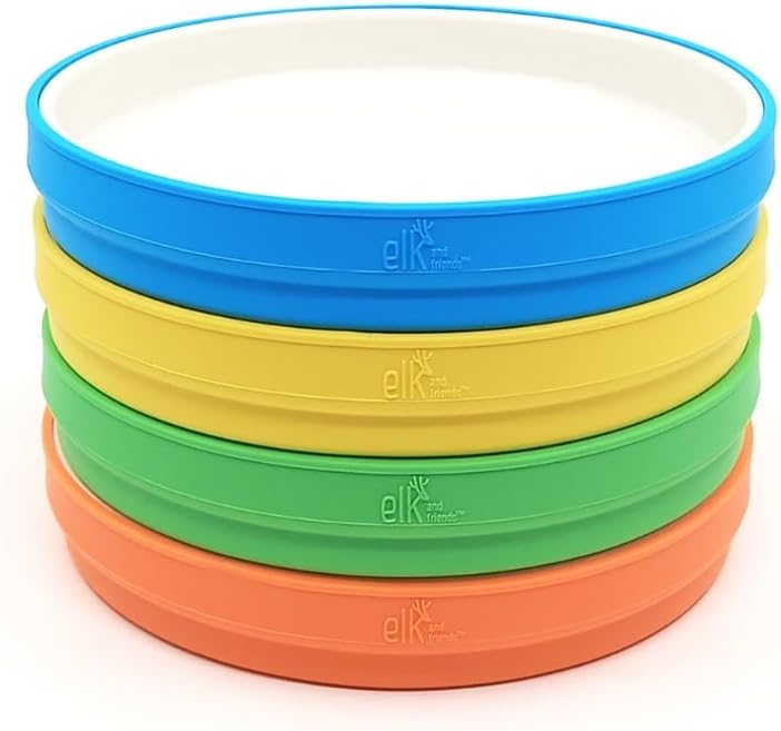 Elk and Friends Kids 7.8 Porcelain Plates for Self Feeding