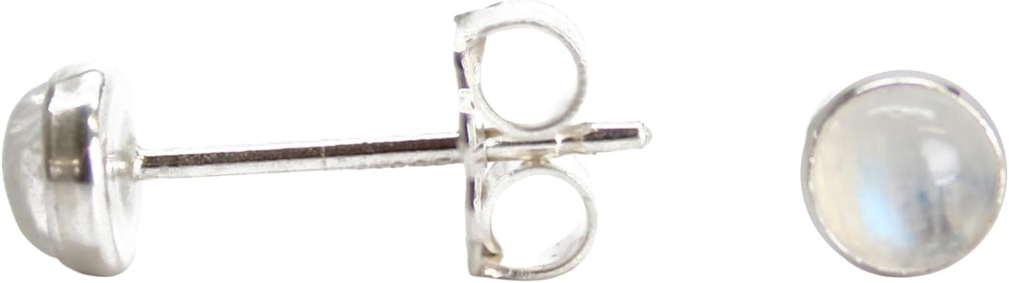 Gemstone Stud Earrings for Women - 4mm Round Moonstone Style