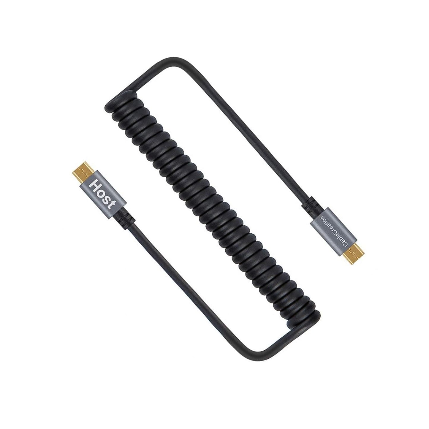 Coiled Micro USB OTG Cable, Gold Plated, Alum. Shell