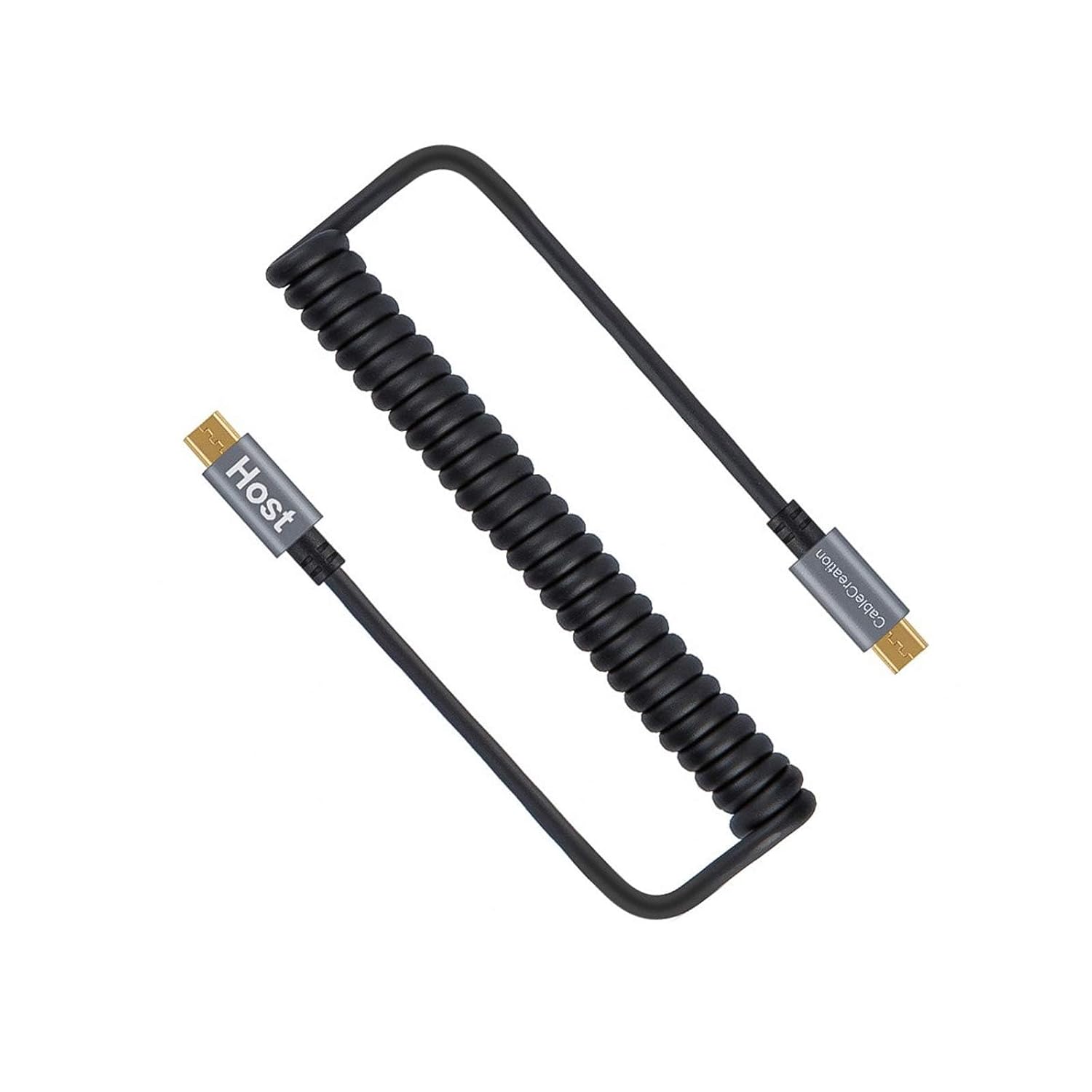 Coiled Micro USB OTG Cable, Gold Plated, Alum. Shell