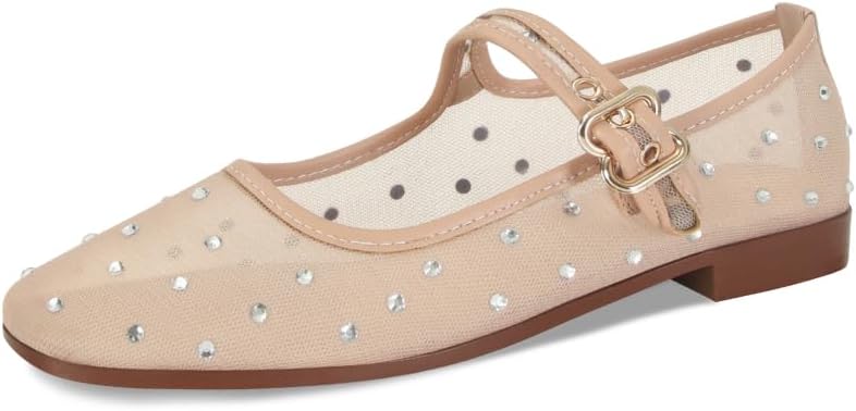 DOEYG Mesh Ballet Flats Shoes for Women with Leopard Print Style