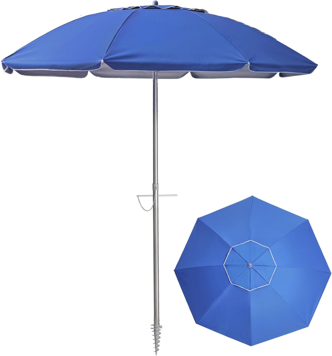 7ft Beach Umbrella with Sand Anchor & Tilt for Outdoor Fun