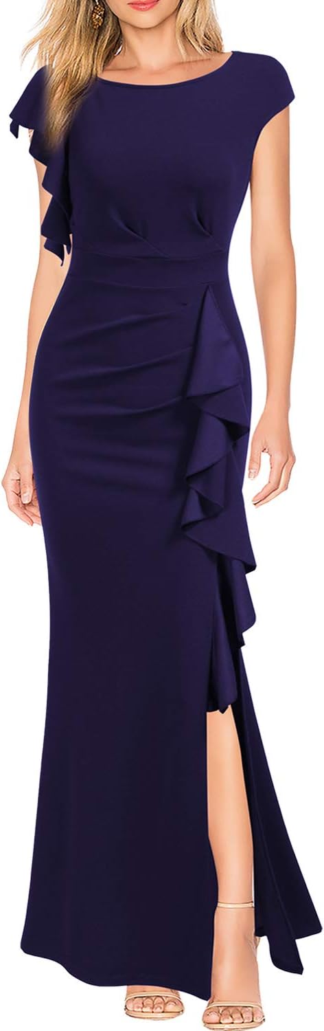 WOOSEA Women's Split Bodycon Mermaid Evening Cocktail Dress