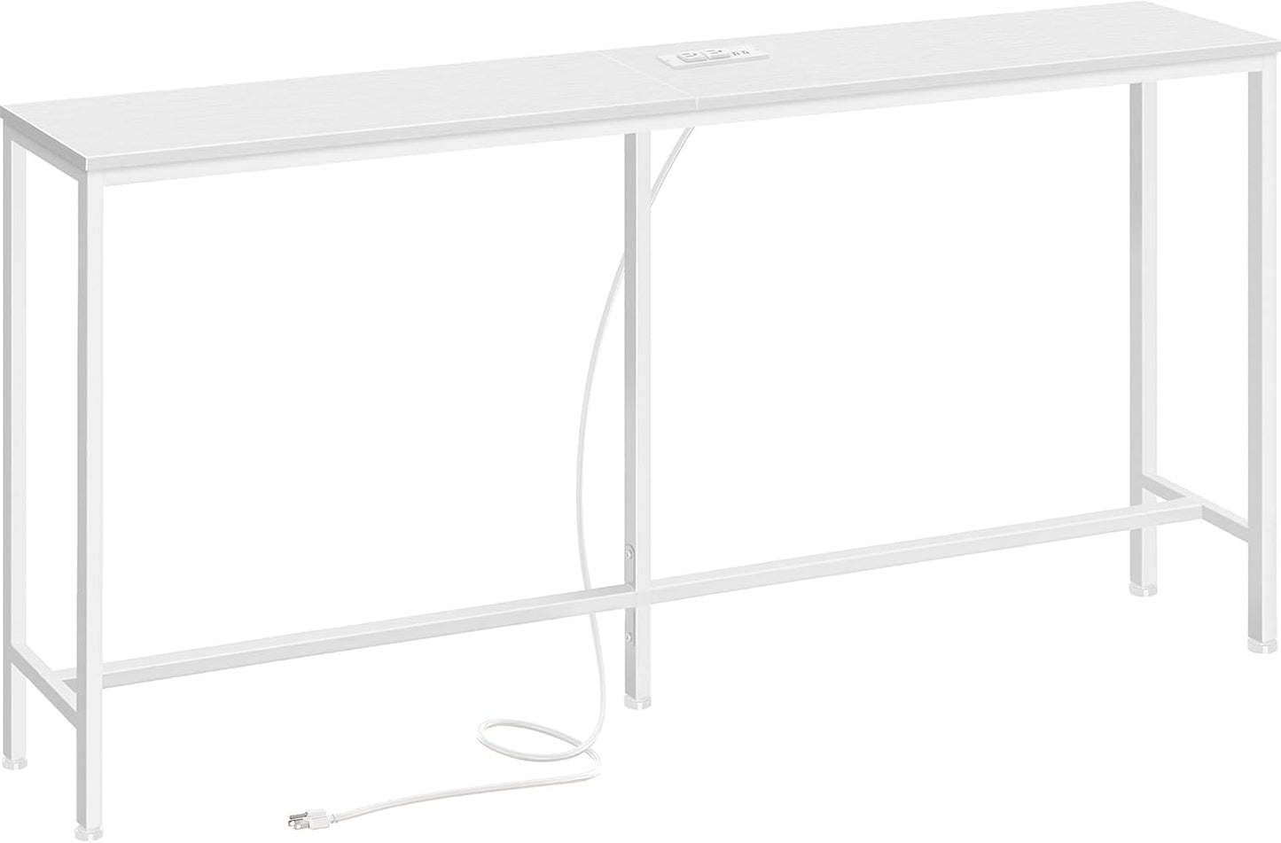 Console Table with Outlet: 63 Inch Sofa Table for Living Room