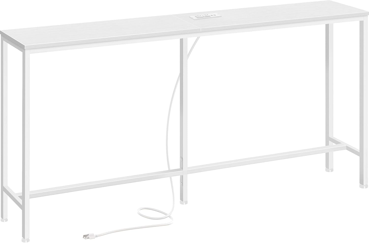 Console Table with Outlet: 63 Inch Sofa Table for Living Room