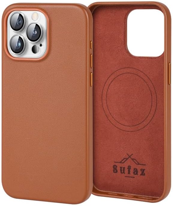 Premium Full-Grain Leather Case for iPhone 15 Pro Max - Brown