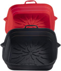 Reusable Air Fryer Silicone Pot & Basket - Red+Black